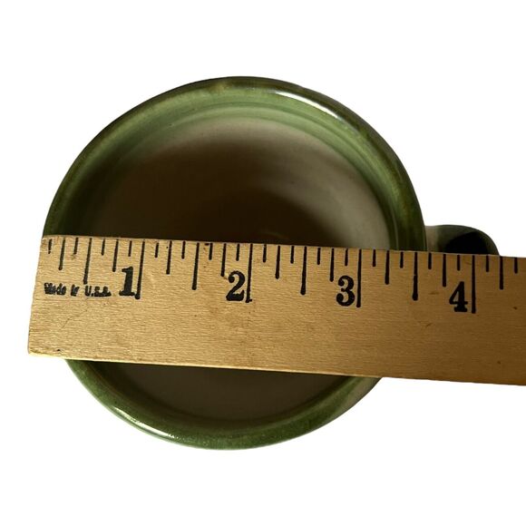 MCM John B Taylor Louisville Stoneware Pottery Green Rim 4pc Set Coffee Cup Mug - Picture 12 of 12